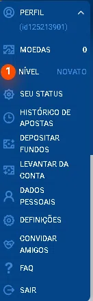 Menu do Gabinete Pessoal MostBet