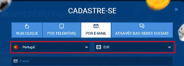 Selecionar uma região ao registar-se na MostBet